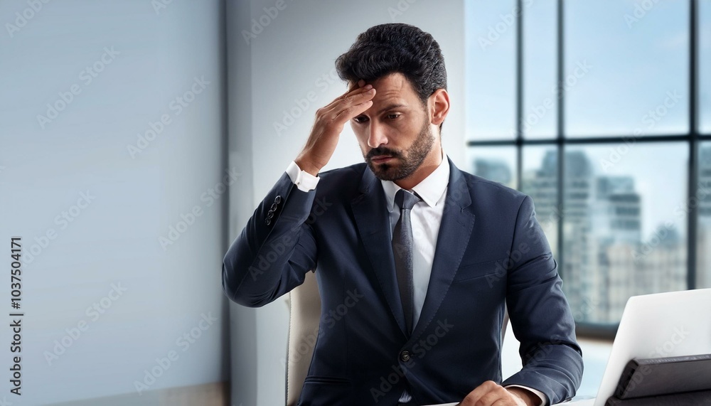Workaholic Accountant Businessman With Headache Workaholic Accountant Businessman With Headache