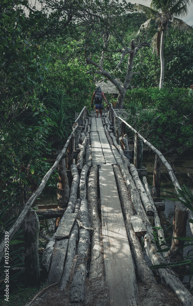 Wooden bridge in the Punta Verde in Palaui Island Philippines. Wooden bridge in the Punta Verde in Palaui Island Philippines.