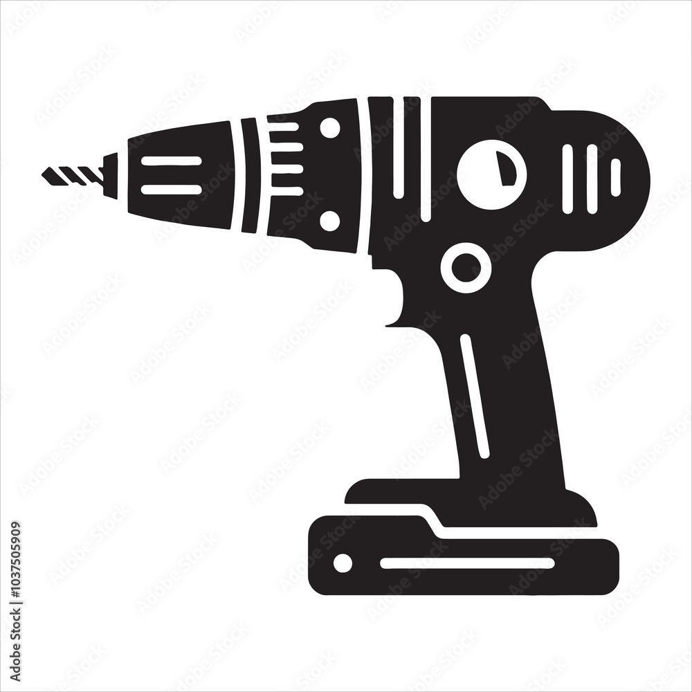 Manual hand drill silhouette on white background
Manual hand drill silhouette on white background