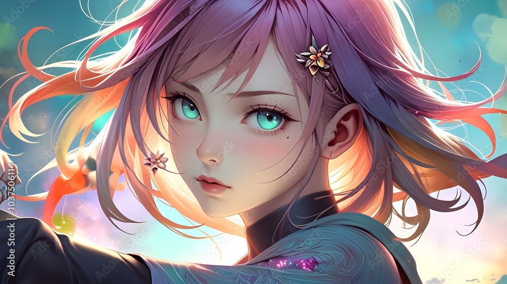 Naklejka premium women smilling, smiling women , anime smiling illustrations, smiling anime girls, cute anime girls, Anime girl smilling, AI generative, Ai anime Wallpaper, ai generative anime 