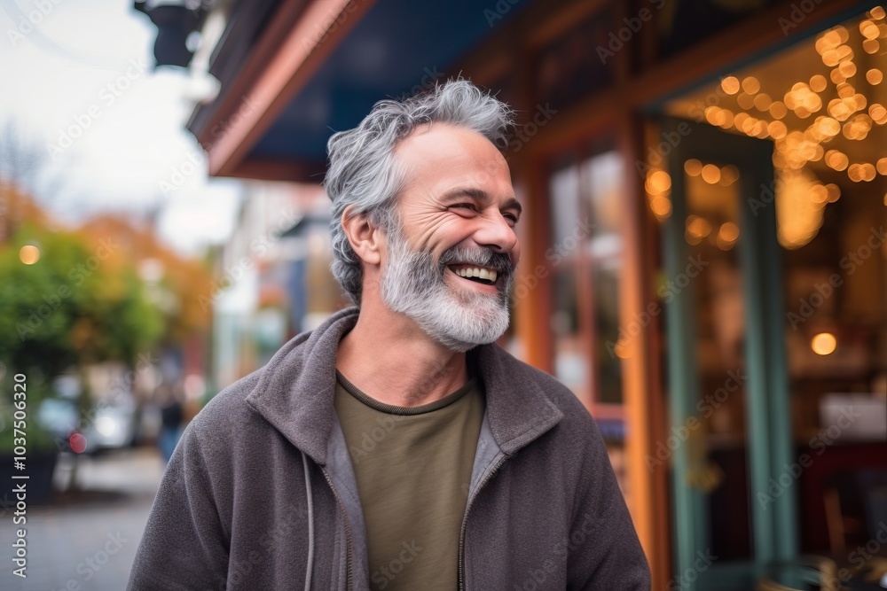 Portrait of a handsome senior man with grey beard in the city Portrait of a handsome senior man with grey beard in the city