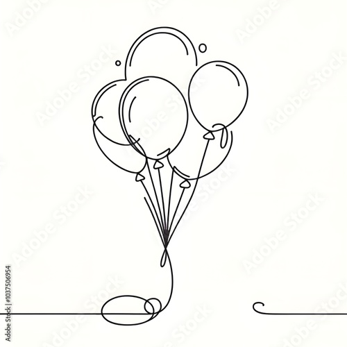 Minimalist drawing with floating balloons photo