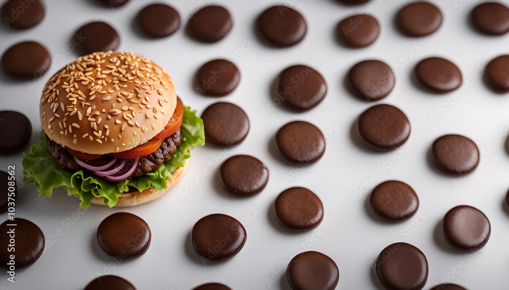 Fototapeta premium Burger and Chocolate Coins