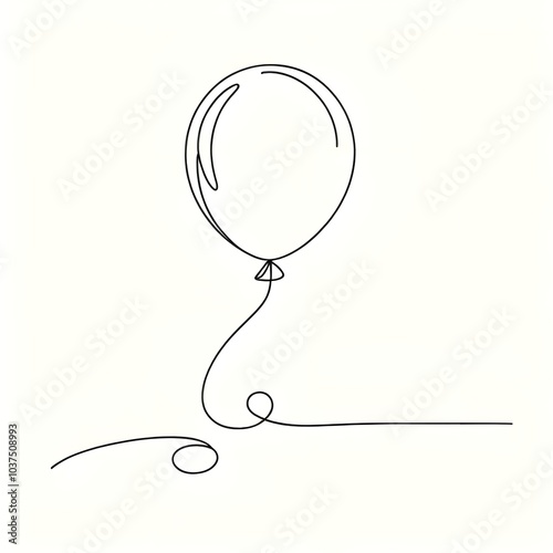 Minimalist drawing with floating balloons