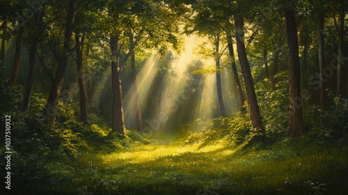 Sunlight Filtering Through a Forest