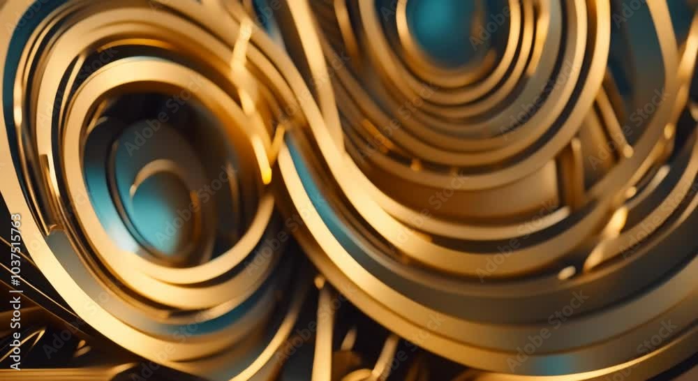 Abstract 3d render rotating gold circles seamless looped video 4k animation Abstract 3d render rotating gold circles seamless looped video 4k animation