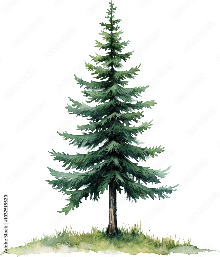 Green pine tree with wide branches, nature landscape
Green pine tree with wide branches, nature landscape