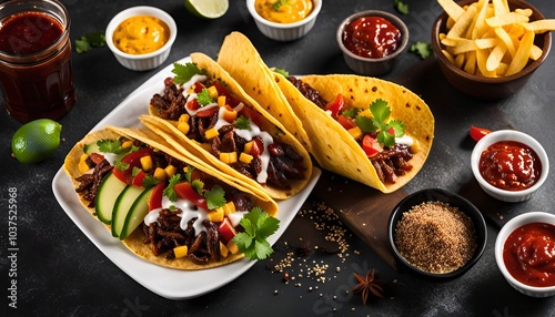 Wallpaper Mural Delicious Tacos with Toppings and Sides Torontodigital.ca