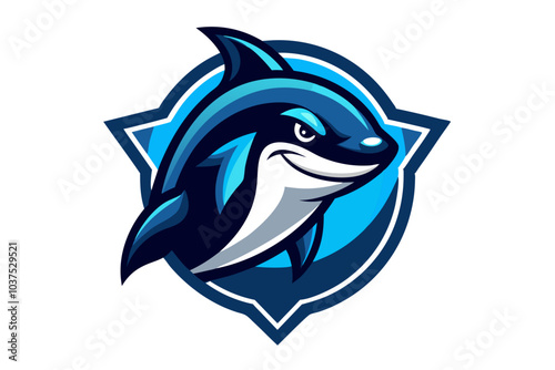 Blue cartoon shark, a wild sea animal vector illustration
