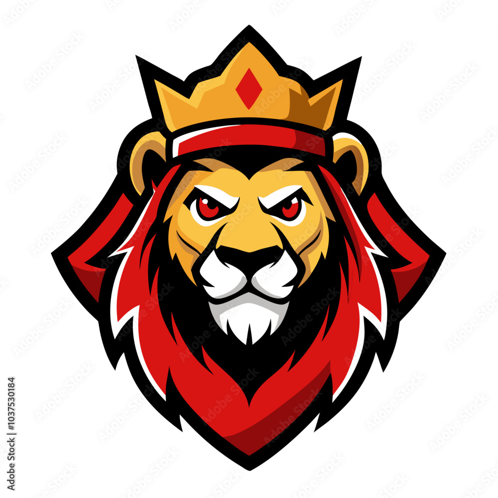 Fototapeta premium This vector illustration displays a wild lion head as a powerful animal mascot
