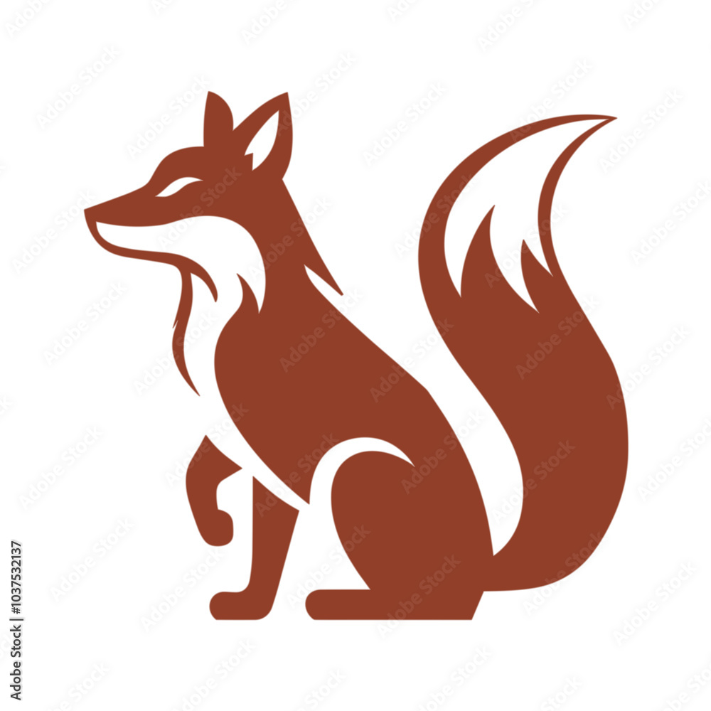 Stylized fox vector icon in brown, wildlife symbol Stylized fox vector icon in brown, wildlife symbol