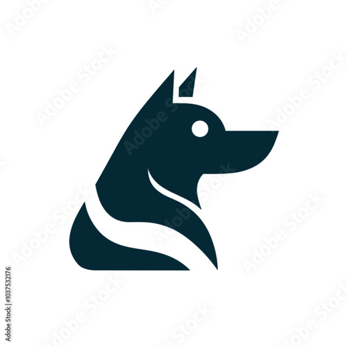 Dog head vector icon in navy blue, canine symbol