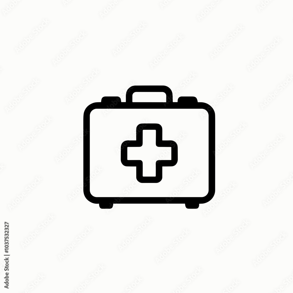 Simple first aid kit vector icon in black, medical emergency symbol Simple first aid kit vector icon in black, medical emergency symbol