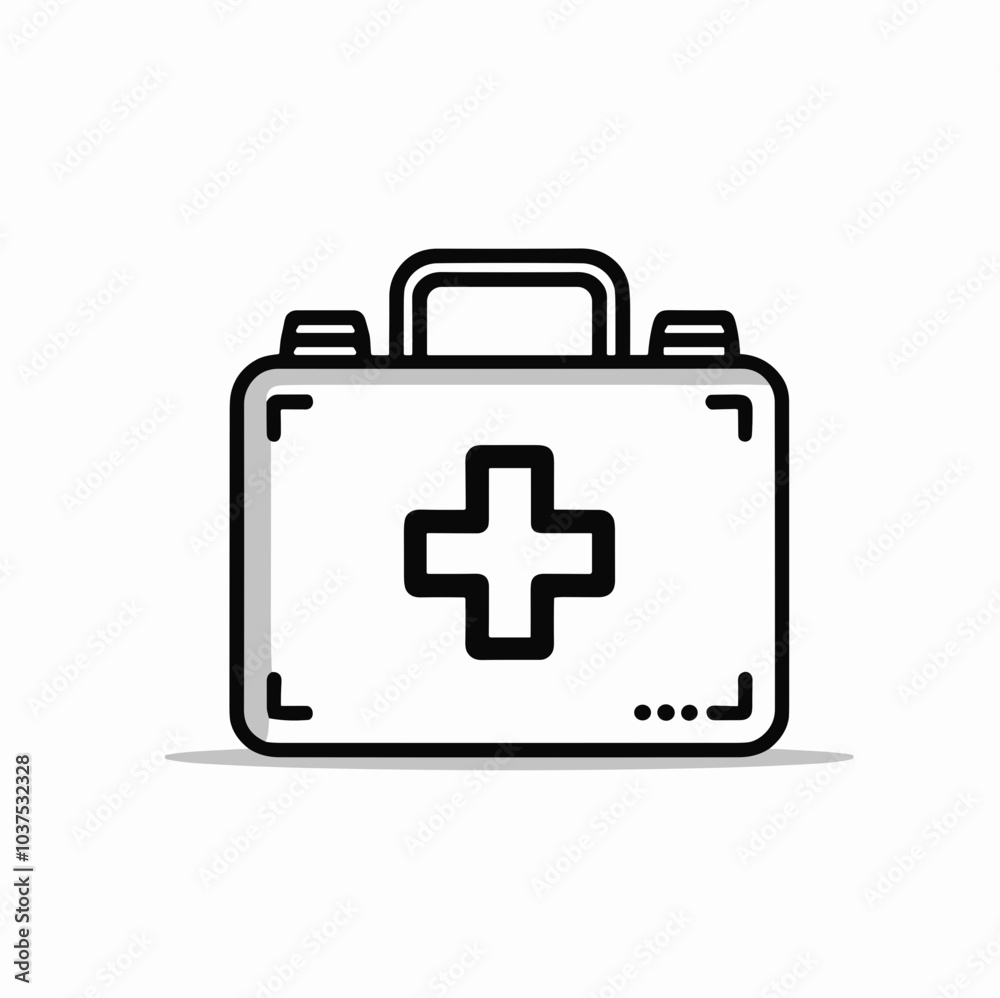 Detailed first aid kit vector icon in black, emergency medical bag symbol Detailed first aid kit vector icon in black, emergency medical bag symbol