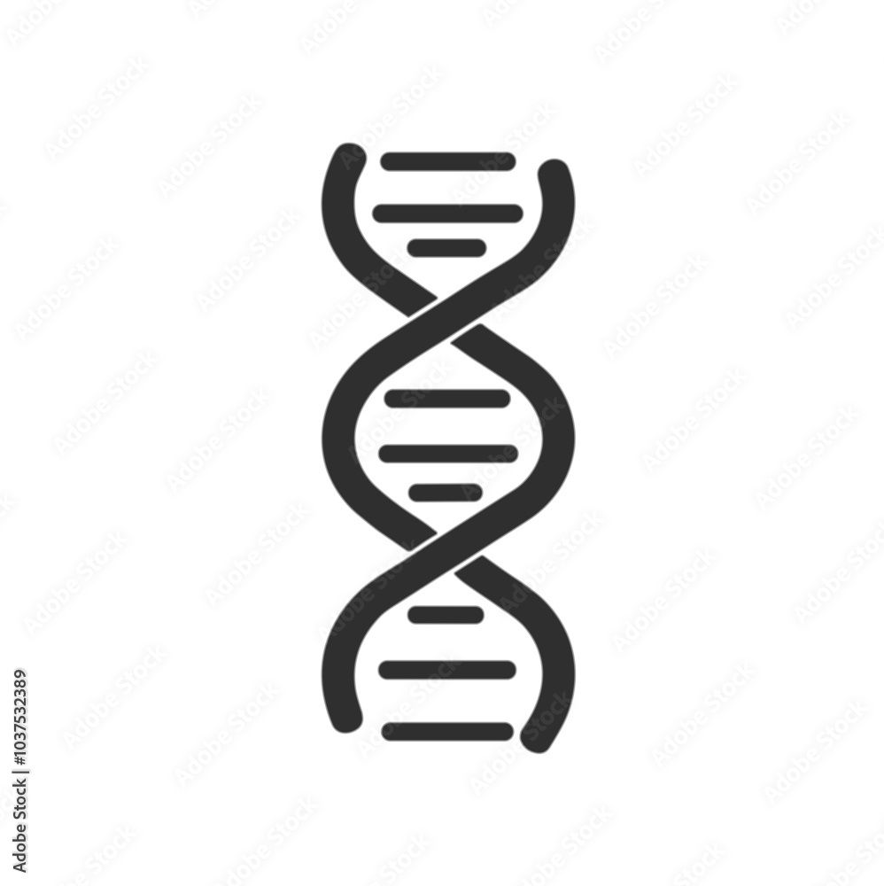 DNA strand vector icon in black, genetic material symbol DNA strand vector icon in black, genetic material symbol