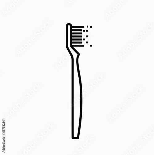 Toothbrush vector icon in black, dental hygiene symbol