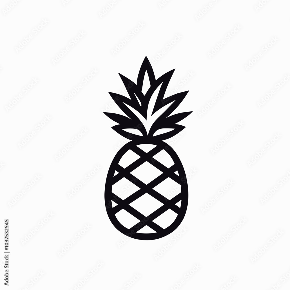 Stylized pineapple vector icon in black, tropical fruit symbol Stylized pineapple vector icon in black, tropical fruit symbol