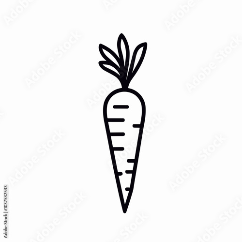 Carrot vector icon in black, root vegetable symbol