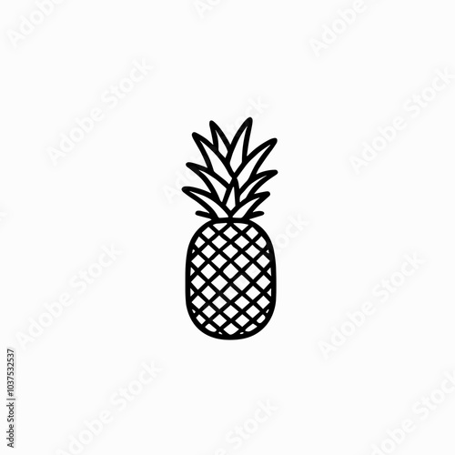 Pineapple vector icon in black, tropical fruit symbol