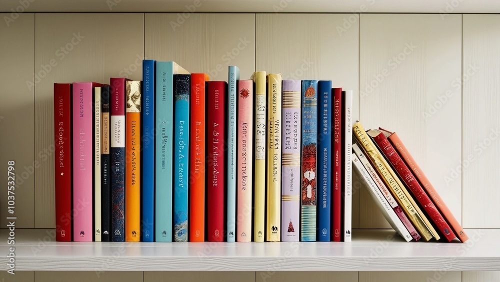 Fototapeta premium Vibrant Bookshelf with Floral Accents