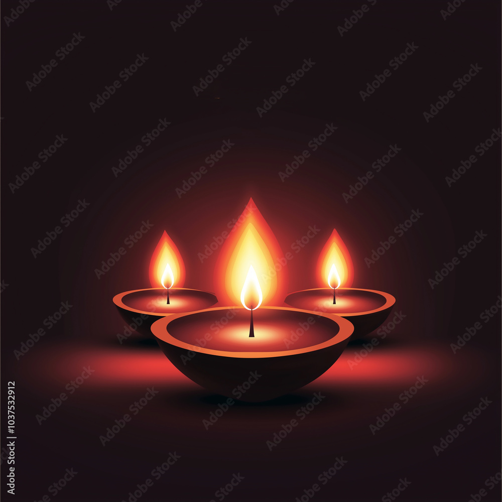 Traditional Diya lamps with a warm vibrant glow and bold typography Traditional Diya lamps with a warm vibrant glow and bold typography