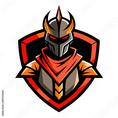 Vector art: Angry firefighter face icon with a red helmet symbol