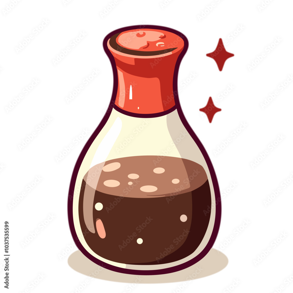 Cute soy sauce bottle with sparkling effect, vector illustration Cute soy sauce bottle with sparkling effect, vector illustration