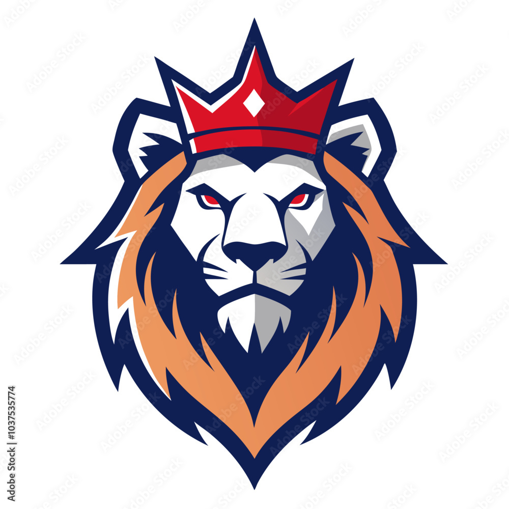 Obraz premium Lion head vector illustration, a wild animal mascot symbol with powerful teeth
