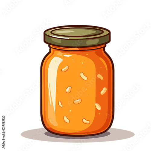 Jar of orange marmalade, vector illustration, citrus preserve