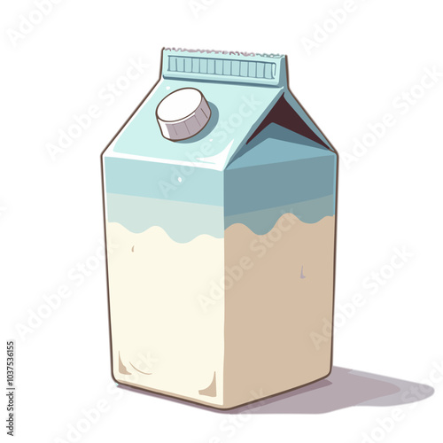 Vector art of blue-tinted milk carton, cool dairy product packaging