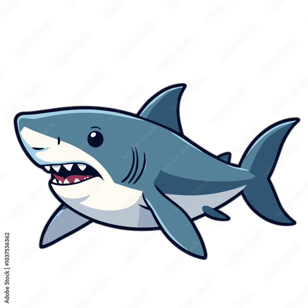 Menacing cartoon shark with open mouth on white background Menacing cartoon shark with open mouth on white background