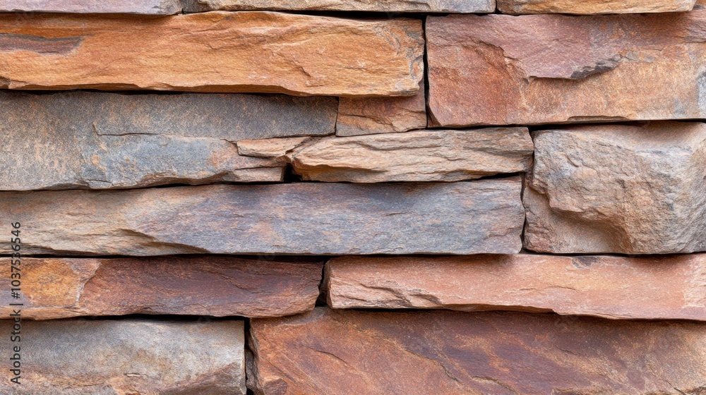 A beautifully arranged stone wall features diverse shades of brown, gray, and orange, creating a warm, rustic atmosphere suitable for outdoor or indoor settings A beautifully arranged stone wall features diverse shades of brown, gray, and orange, creating a warm, rustic atmosphere suitable for outdoor or indoor settings
