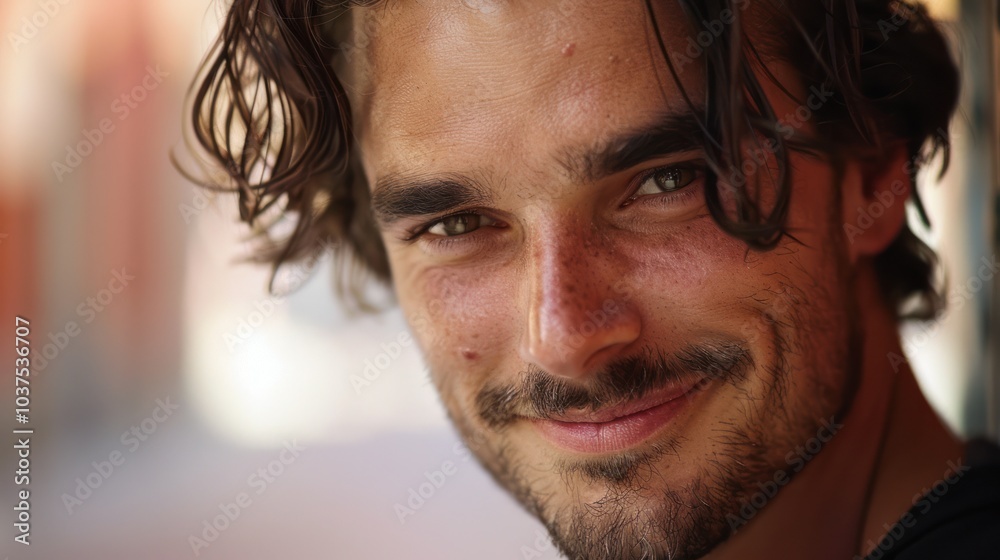 Obraz premium Close-up Portrait of a Handsome Man with a Smile