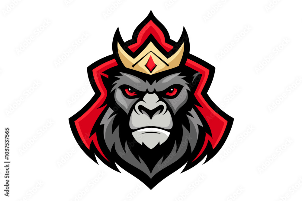 Obraz premium A scary wolf head mascot, a devilish red animal illustration with fire, evokes a monstrous Halloween design