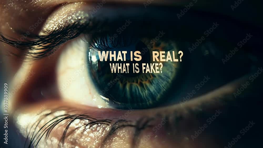 Macro Eye Focus with Thought-Provoking Text and Dramatic Lighting