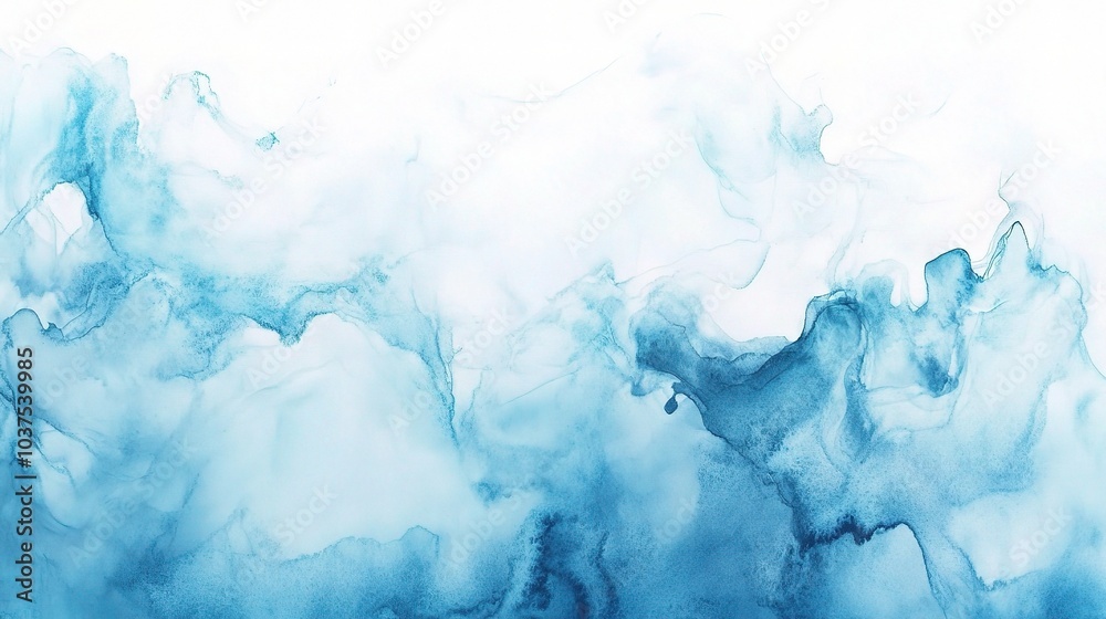 Serene Blue Ink Wash Painting Serene Blue Ink Wash Painting