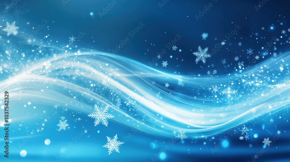 Delicate snowflakes shimmer and float gracefully against a vibrant blue background, evoking a tranquil winter atmosphere. Generative AI Delicate snowflakes shimmer and float gracefully against a vibrant blue background, evoking a tranquil winter atmosphere. Generative AI