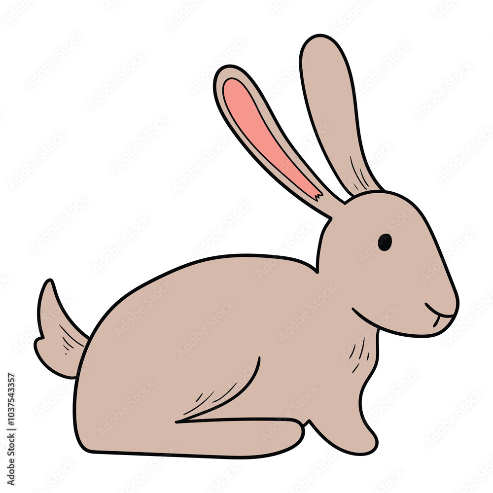 Obraz premium Hand drawn cartoon hare on white background.