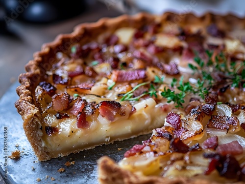 Savory onion and bacon tart