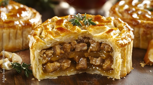 Savory pork pies with gravy photo