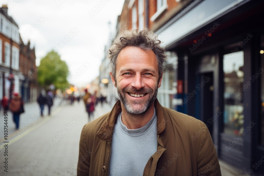 Portrait of handsome middle-aged man in the city street. Portrait of handsome middle-aged man in the city street.