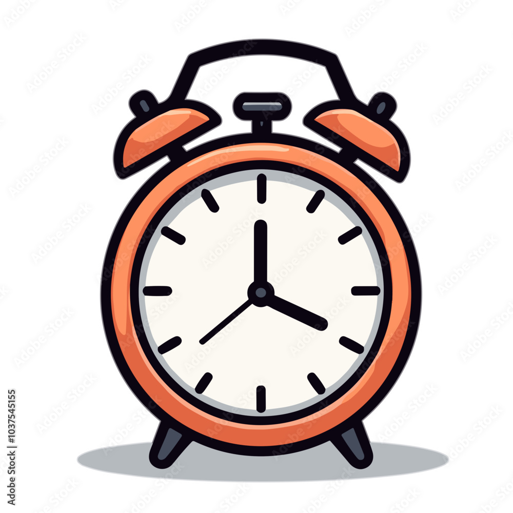 Retro alarm clock vector in orange, timekeeping icon Retro alarm clock vector in orange, timekeeping icon