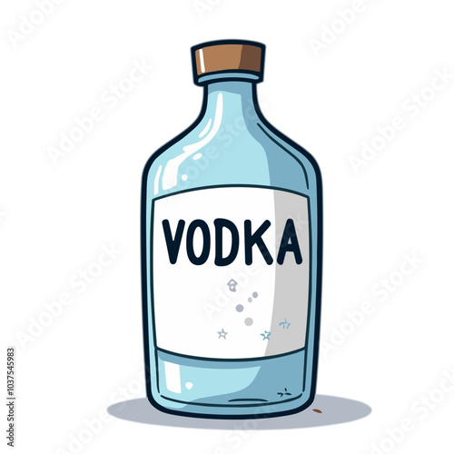 Vodka bottle, vector illustration, clear spirit drink