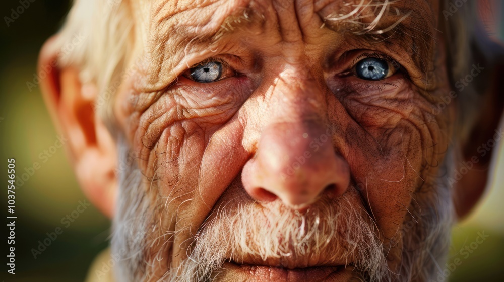 Close-up Portrait of an Elderly Man with Blue Eyes Close-up Portrait of an Elderly Man with Blue Eyes
