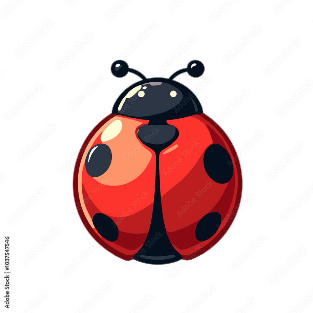 Obraz premium Cheerful ladybug cartoon character on white background