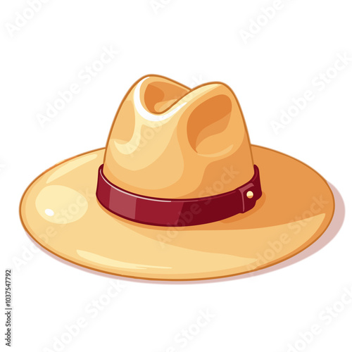 Beige fedora hat vector illustration in realistic style