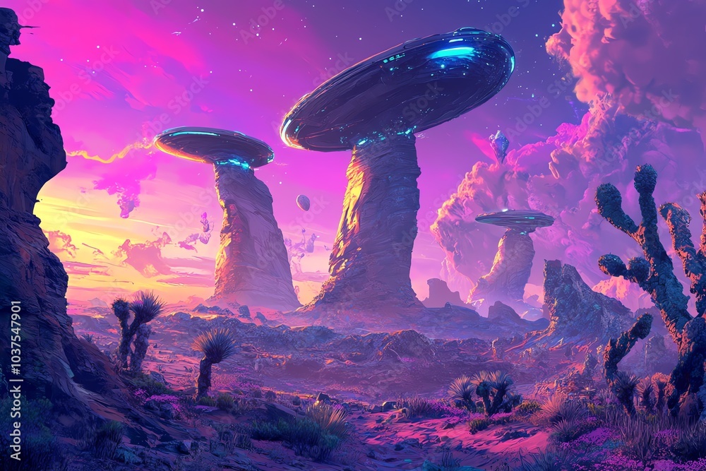 Fond d'écran paysage de science-fiction extraterrestre avec structures ...