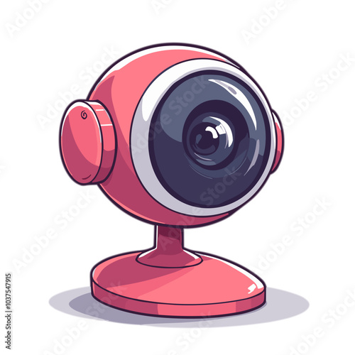 Stylish pink webcam vector illustration, modern video streaming device