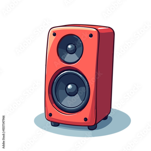 Red speaker vector illustration, audio equipment concept