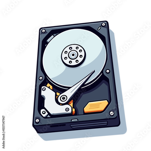 Computer hard drive vector illustration, data storage device